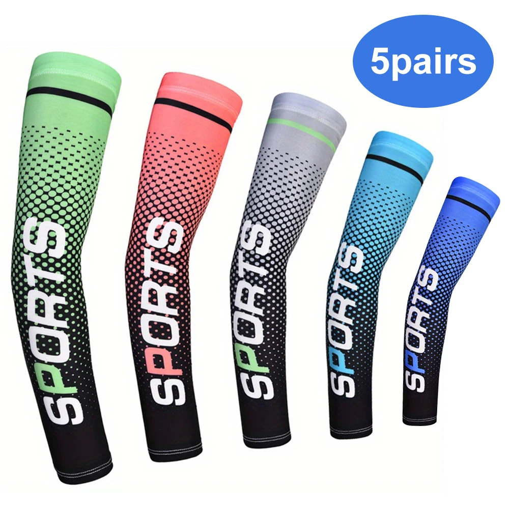 5 paia di maniche da ghiaccio estive Colori contrastanti alla moda Maniche in seta a prova di sole Maniche da ciclismo per sport all'aria aperta