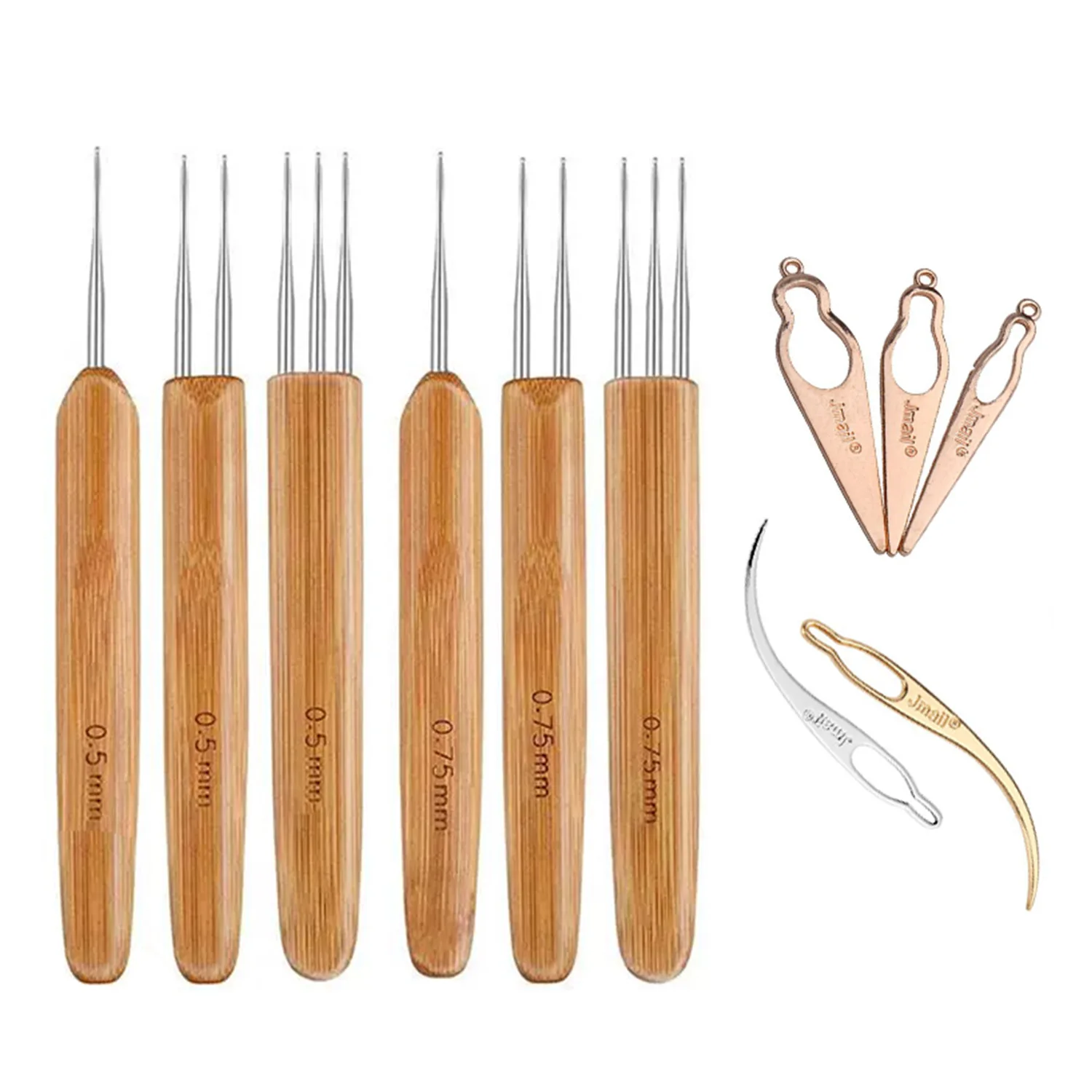 

0.5mm/0.75mm Bamboo Crochet Knitting Needles Hooks Dreadlock Crochet Hook Crochet Needles Hair Dreadlocks Tool for Braid Craft