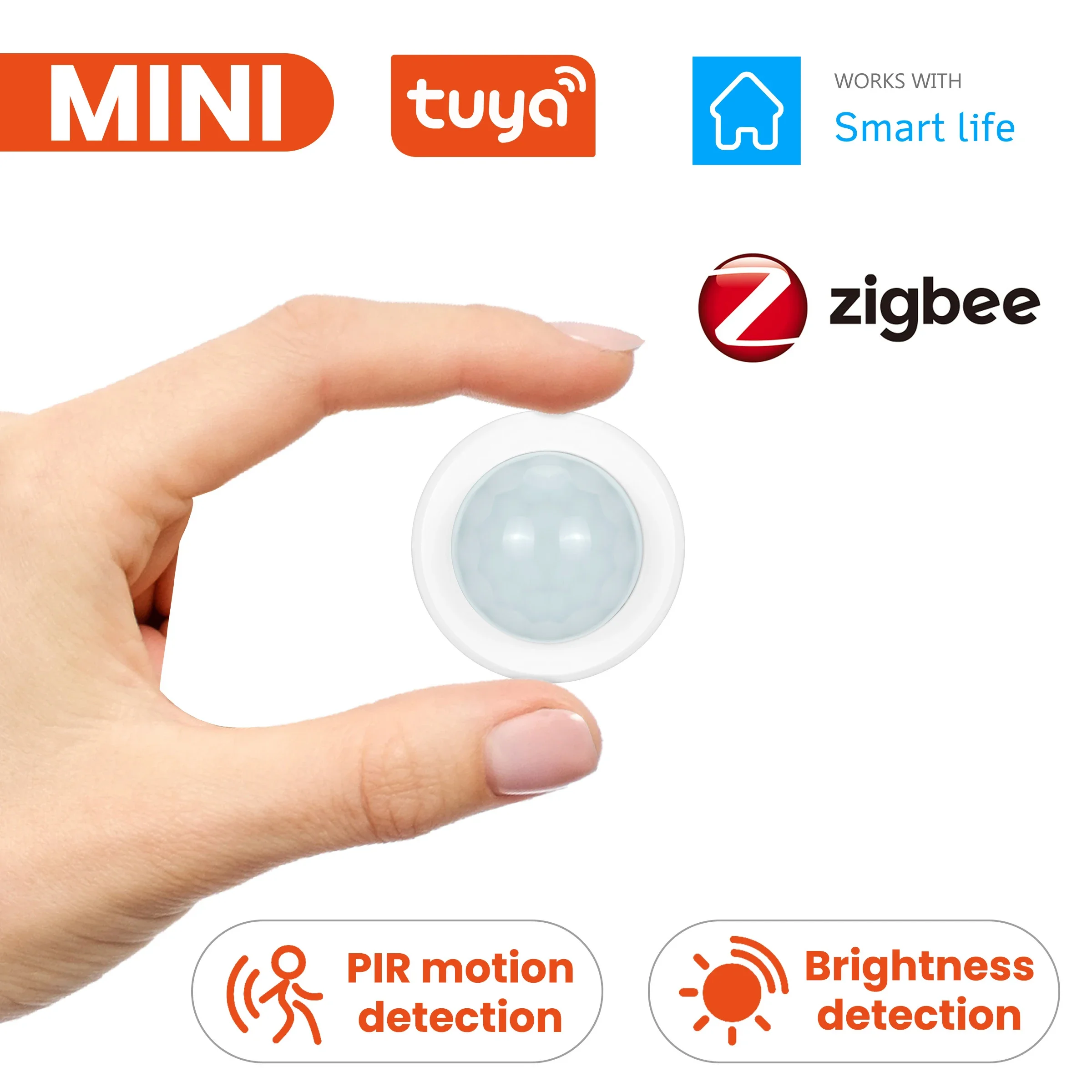 CUSAM Tuya Zigbee Mini PIR Motion Movement Human Infrared Alarm Detector with Brightness Luminance Sensor Smart Home Security