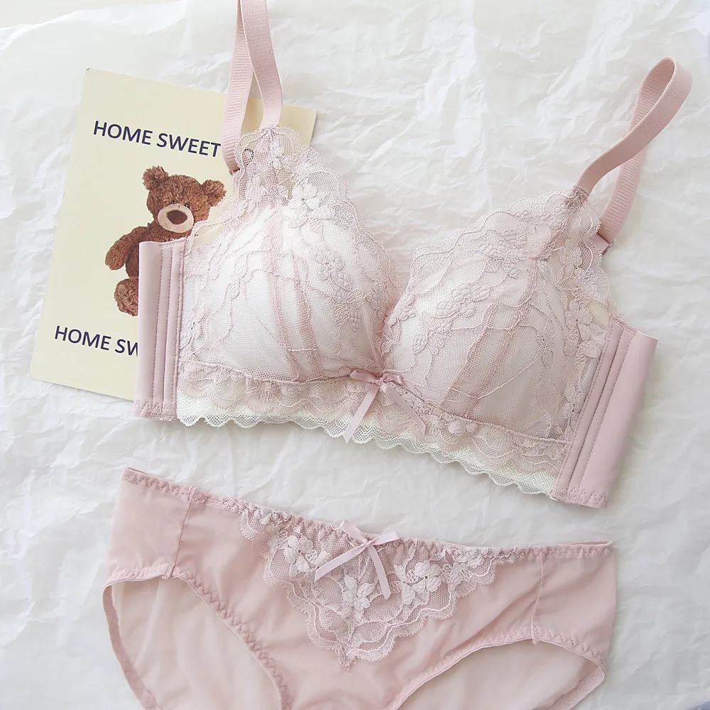 

Full Lace Lingerie Set, Wireless Push-Up Bra for Small Bust, Lift & Anti-Sagging, Sexy Teen Style