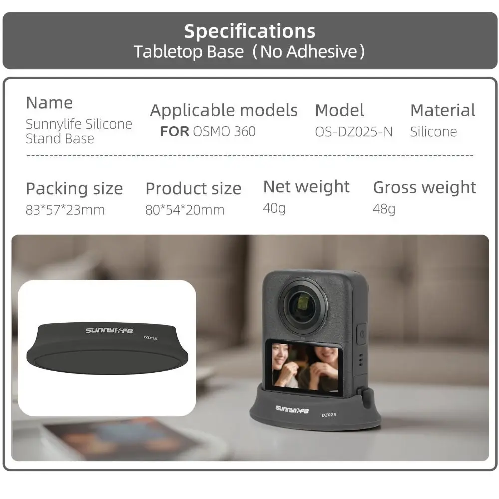 Base de escritorio de silicona antideslizante soporte de montaje duradero fijo estable soporte de montaje para coche para DJI Osmo 360 accesorios de Cámara de Acción