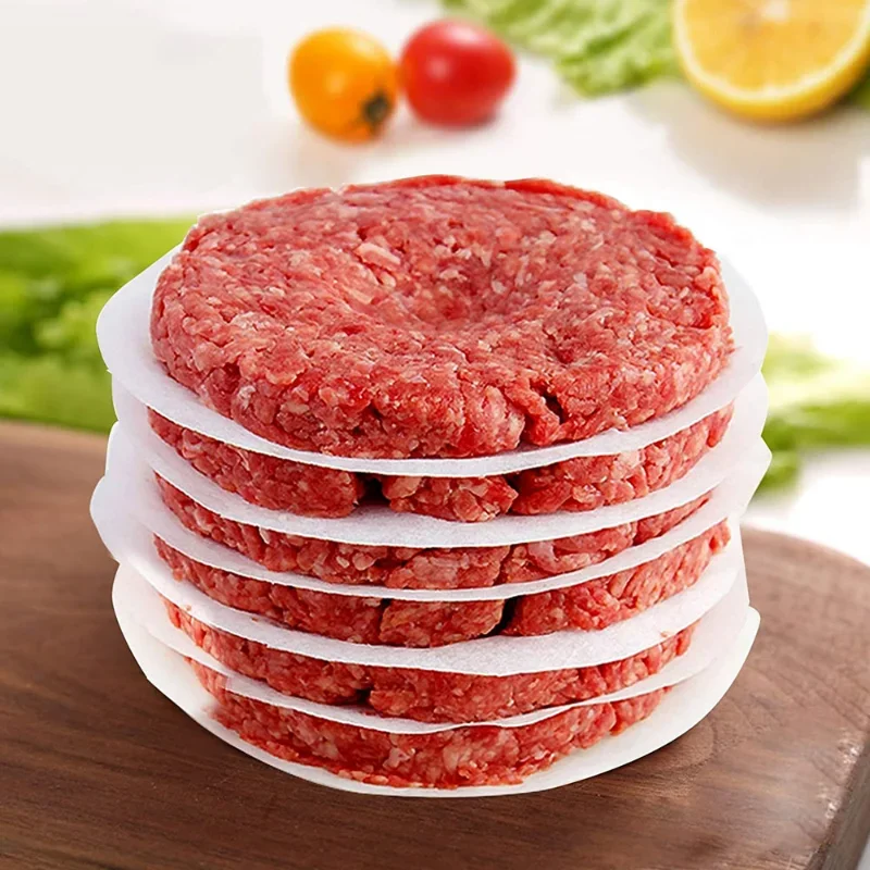 100pcs  Hamburger Patty Paper Round Wax Paper Sheet for Burger Press Baking Cake Baking Separate  Patty Oil Paper