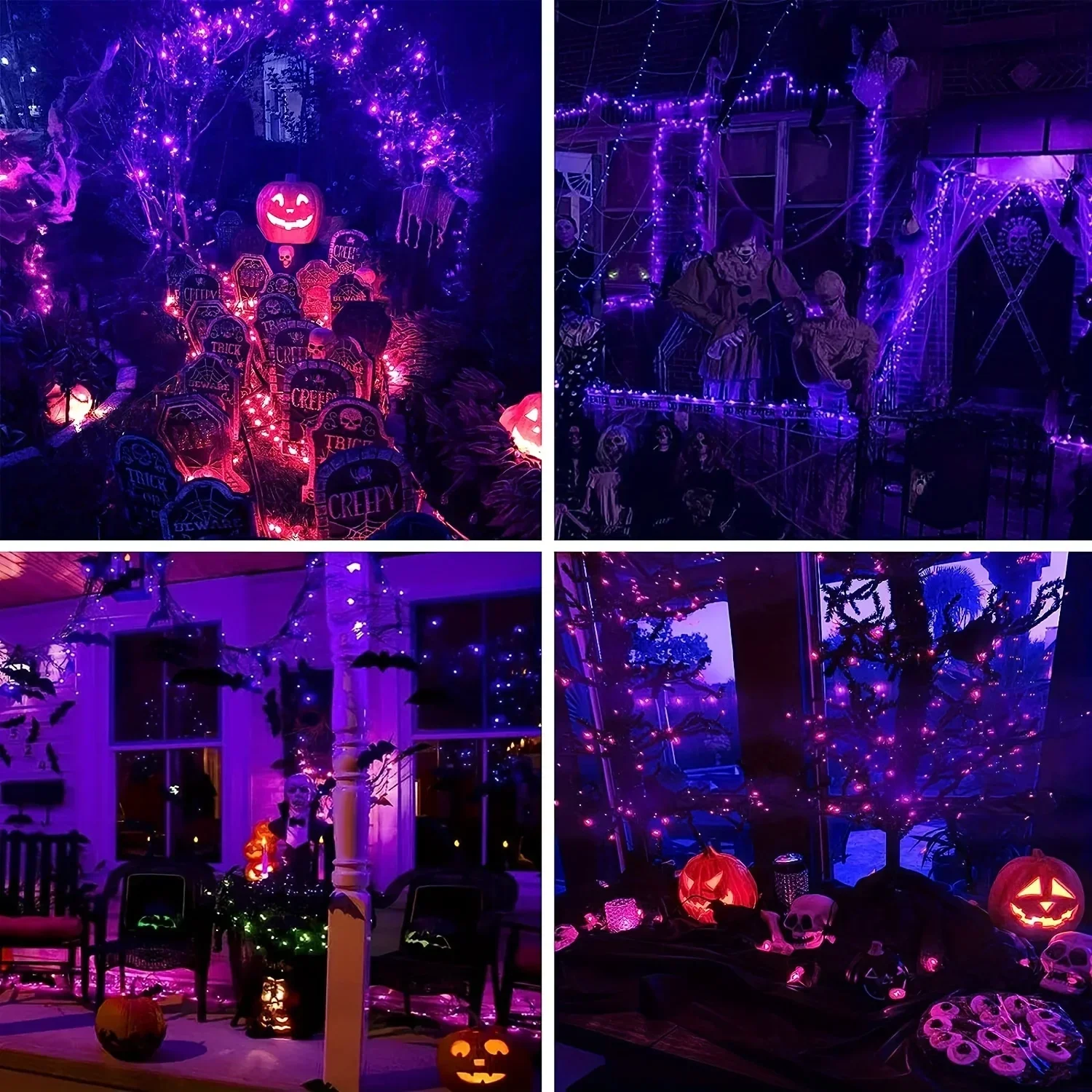 100/200LEDs 8Modes Black Wire String Light Halloween Purple Fairy String Light Indoor Wedding Christmas Garland Party Decoration