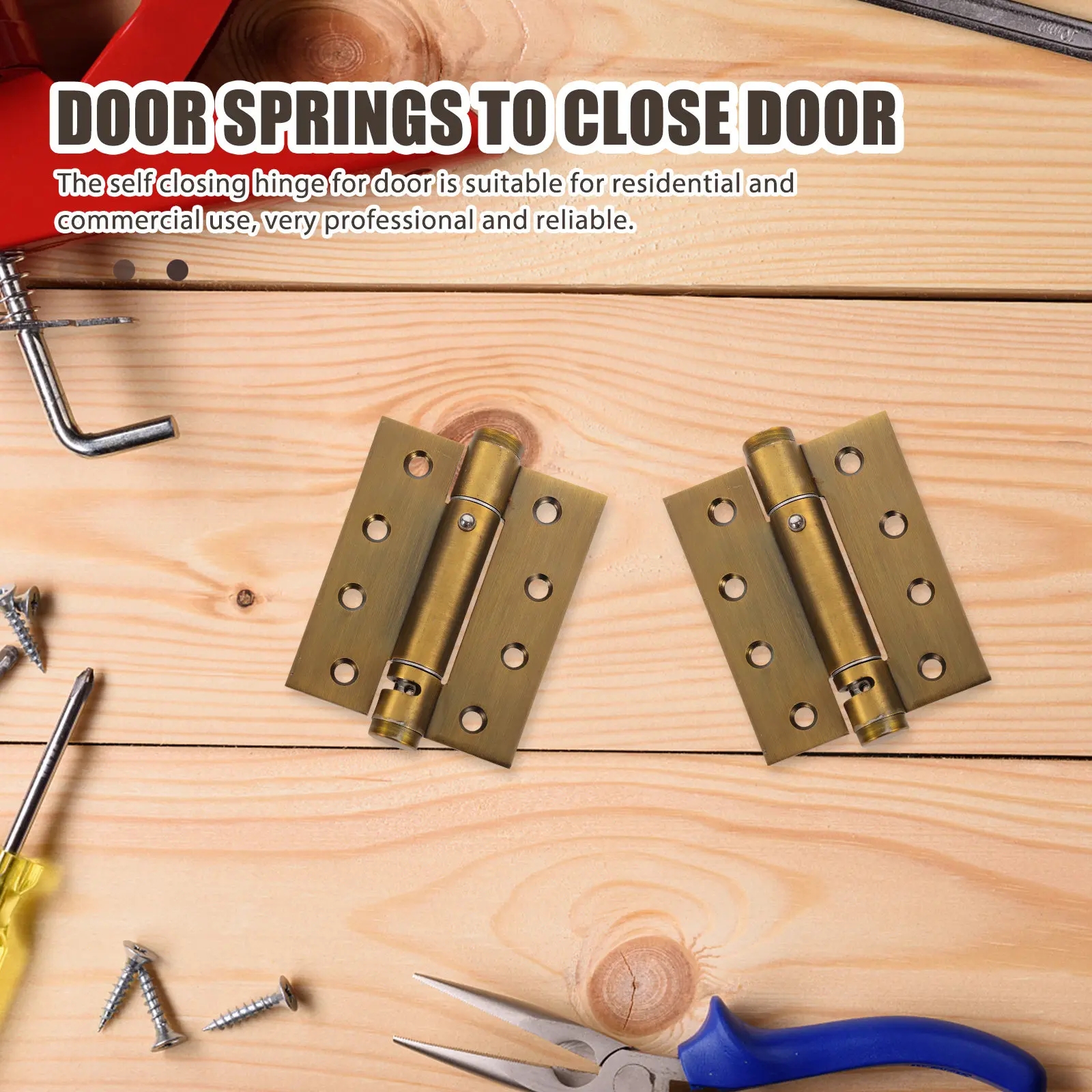 2Pcs Auto Close Door Hinges Sturdy Metal Self Closing Hinges for Wood Doors Screen Doors Interior Exterior Residential