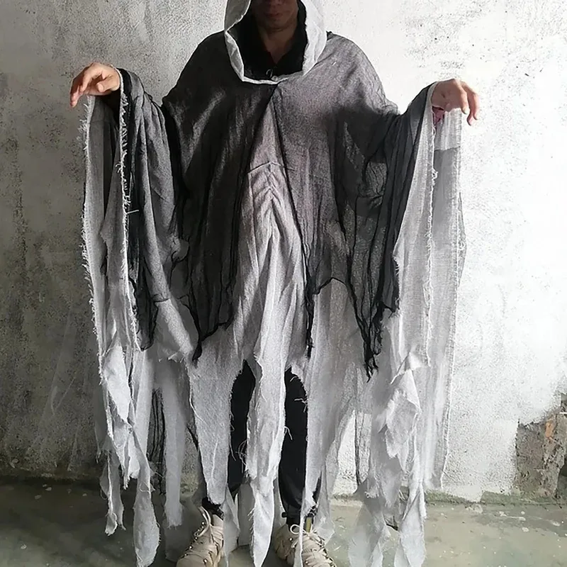 

Unisex Halloween Ghost Dementors Cosplay Costume Gothic Horror Zombie Tattered Hooded Capes Day Of The Dead Party Props Cloaks