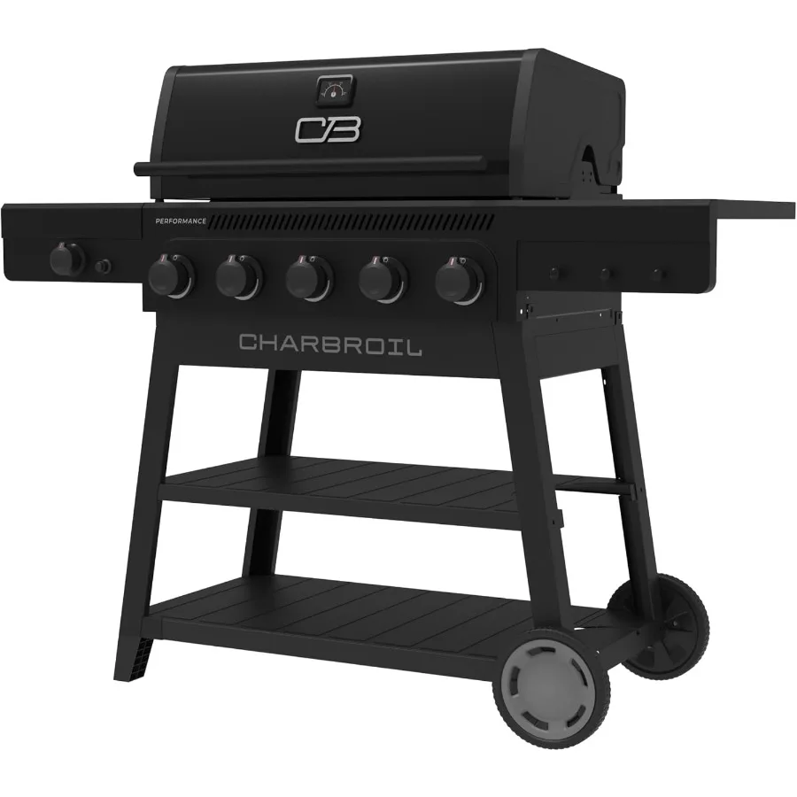 

5-Burner Gas Grill Cart with Side Burner, Black - 463254125