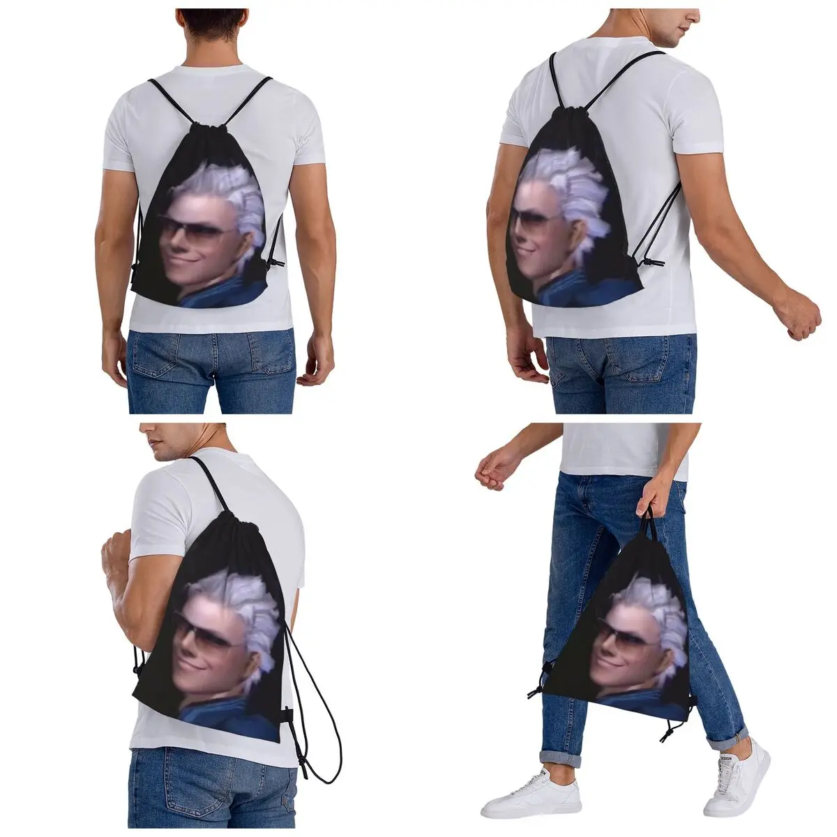 Vergil From The Devil May Cry Seri Backpacks Casual Drawstring Bags Storage Bag Book Bags for Man Woman Students