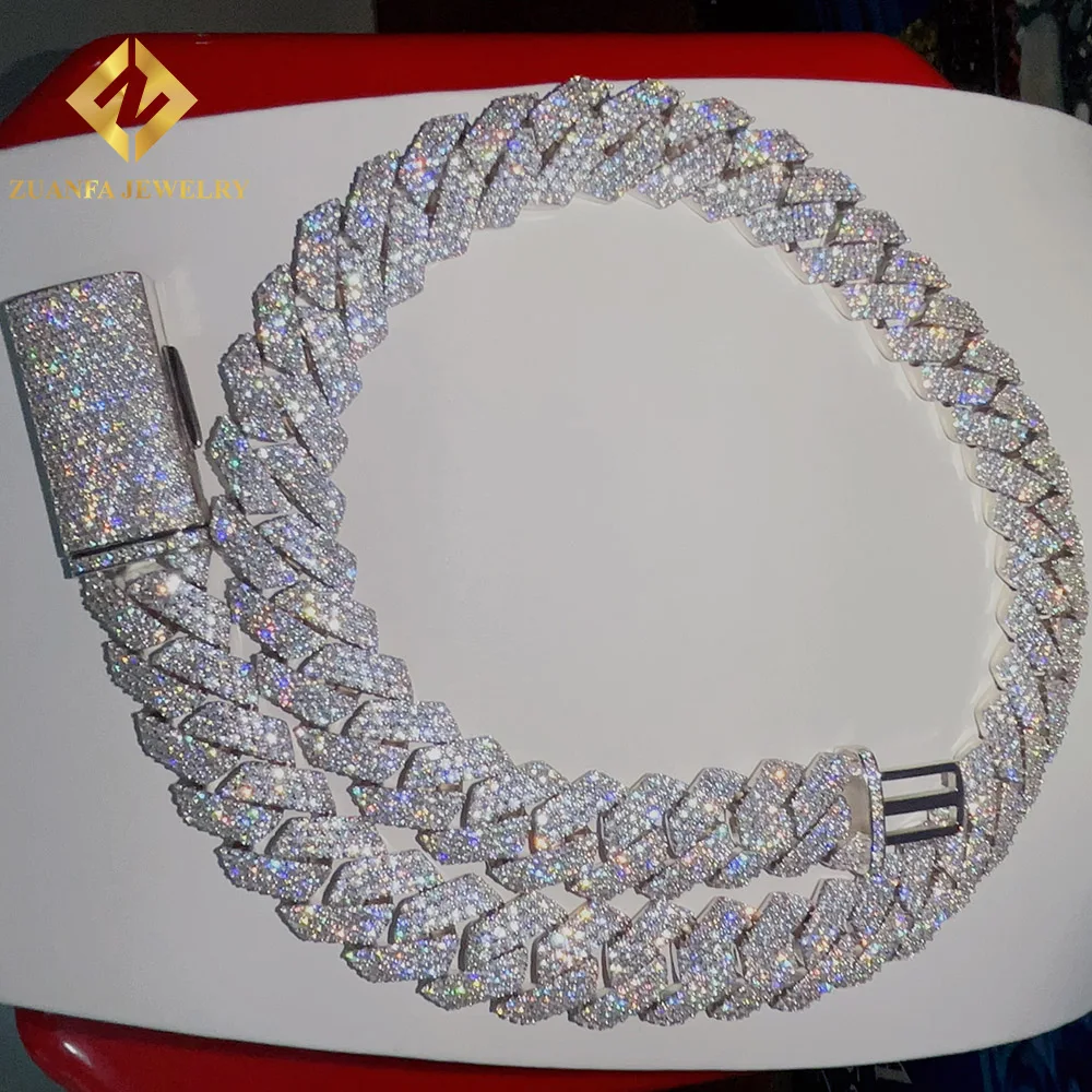 Ready to Ship 20mm Miami Chain 925 Sterling Silver Vvs Moissanite Iced Out Cuban Link Chain