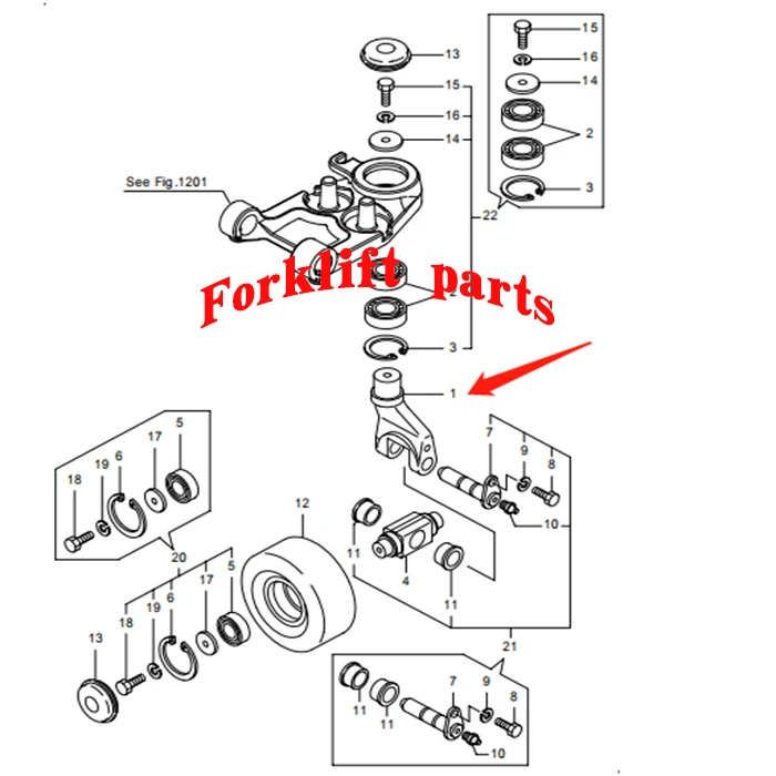 NICHIYU forklift parts FBR10/15-75 auxiliary balance wheel rocker pin 14300-41151