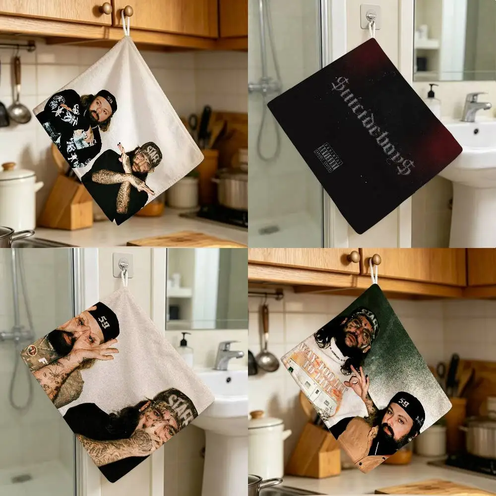 Rapper A-Suicideboys Underground Hip Hop Style Hand Wiping Towel Polyester Cotton Anti-fade For Indoor Kitchen Living Room
