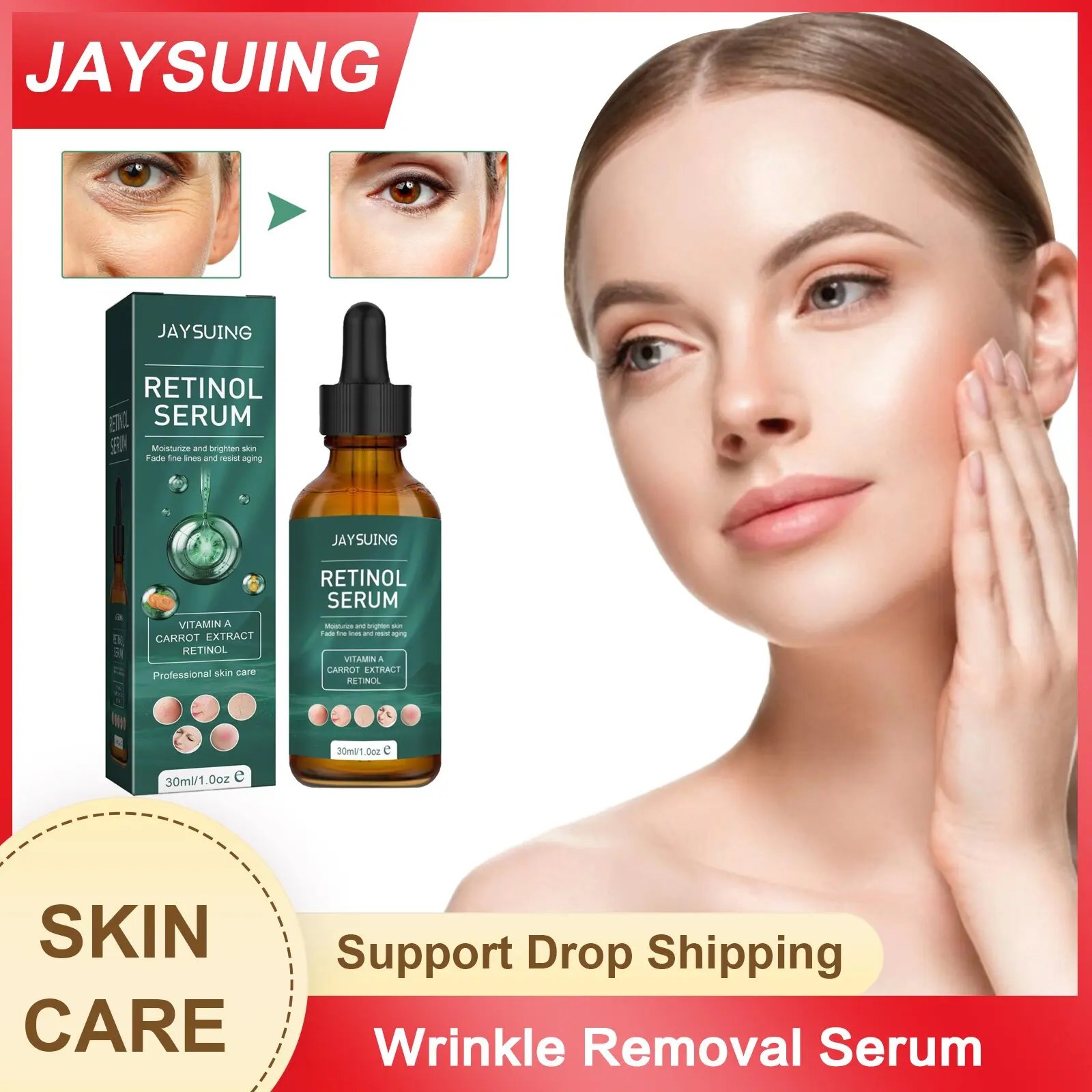 Retinol Anti Aging Serum Remove Fine Line Wrinkle Removal Pores Shrinking Improve Dullness Correct Melanin Moisturizing Essence