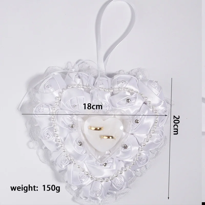 Романтическое свадебное кольцо в западном стиле со сверкающими бриллиантами и жемчугом, можно повесить, обруч-кольцо, коробка, искусственная Подушка, свадебные принадлежности