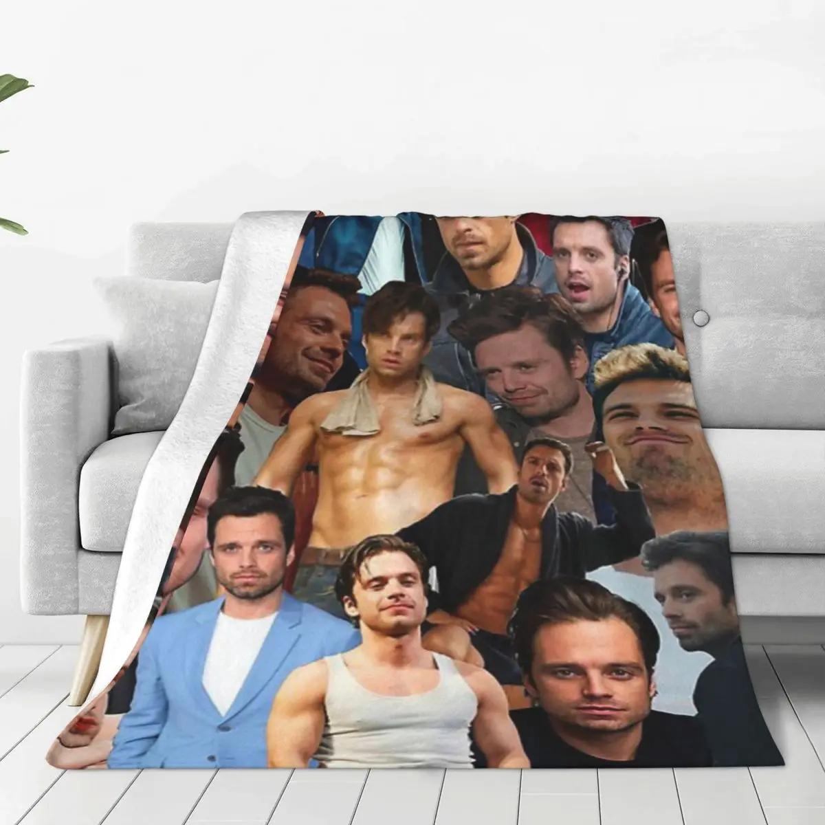 

Sebastian Stan Photo Collage blankets Warm Flange blankets Soft and comfortable blanket picnic blanket birthday gift