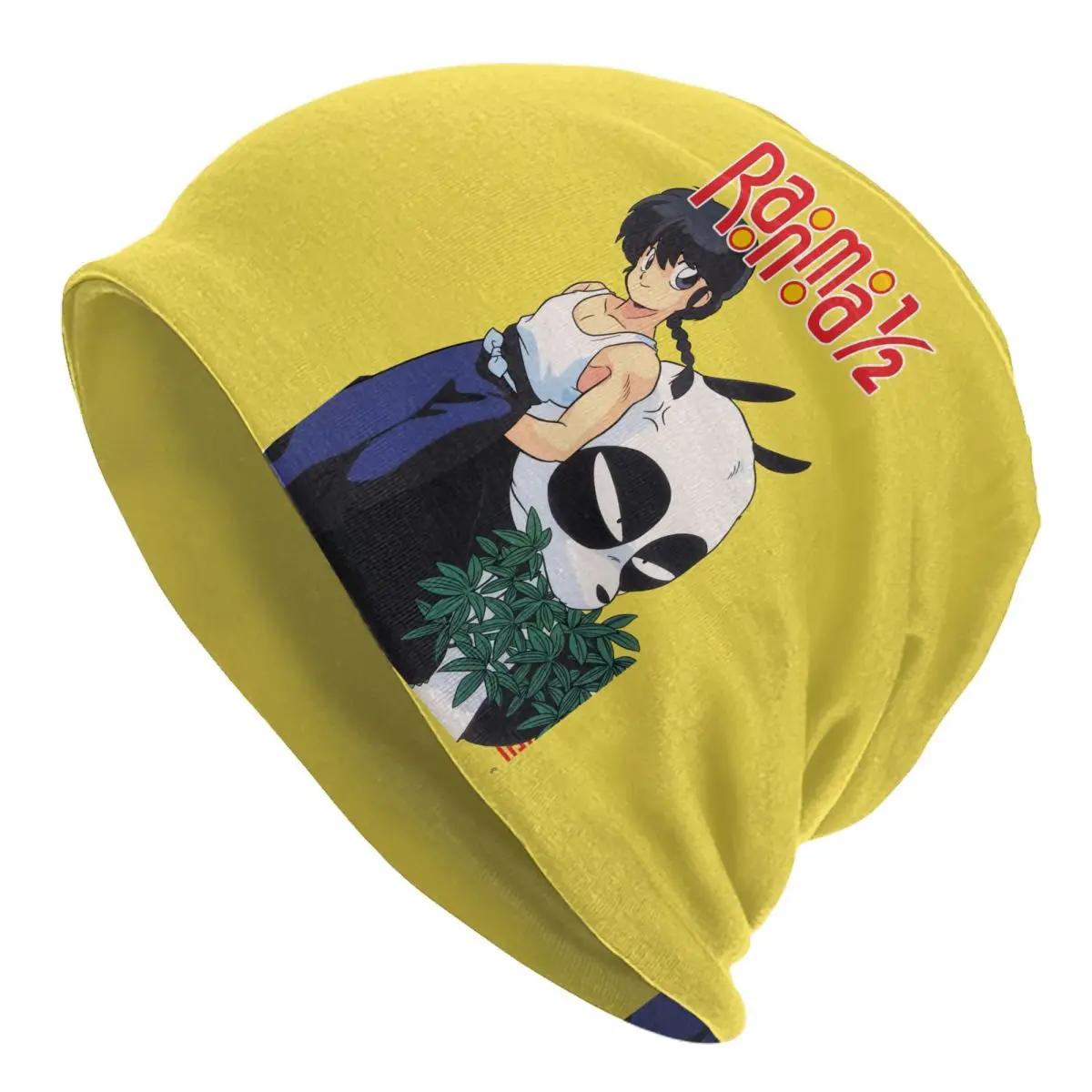 Yellow Girl And Panda Unisex Bonnet Thin Windproof Double Layer Hats For Men Women