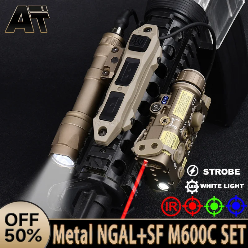 

Tactical All Metal NGAL Laser IR Red Green Blue Aiming Surefir SF M600C Flashlight LED White Hunting Scout Light Fit 20MM Rail