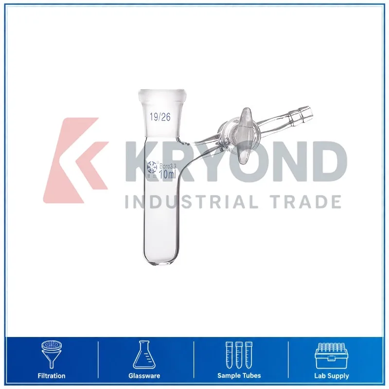 Glass Reaction Tube Stopcock Valve Round Bottom 10mL 19/26 Laboratory Vessel Research Series Model Chemical Apparatus Connector