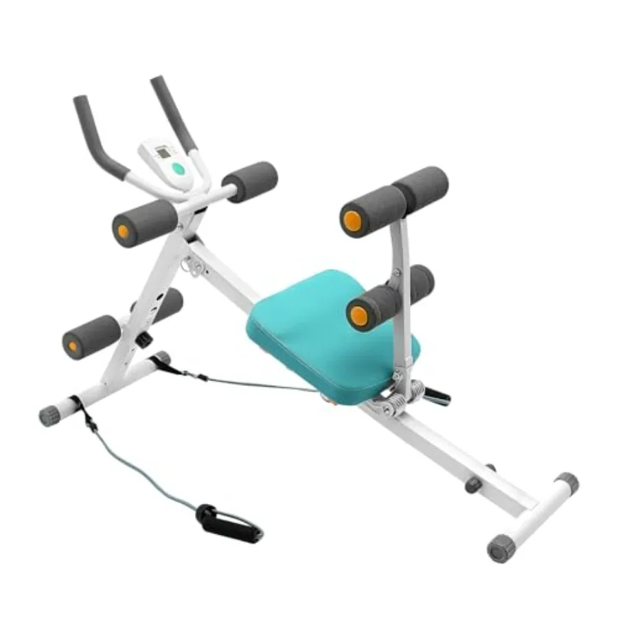 

Home gym ab machine with height-adjustable waist trainer resistance bands and LCD display for core and total body workout in bl