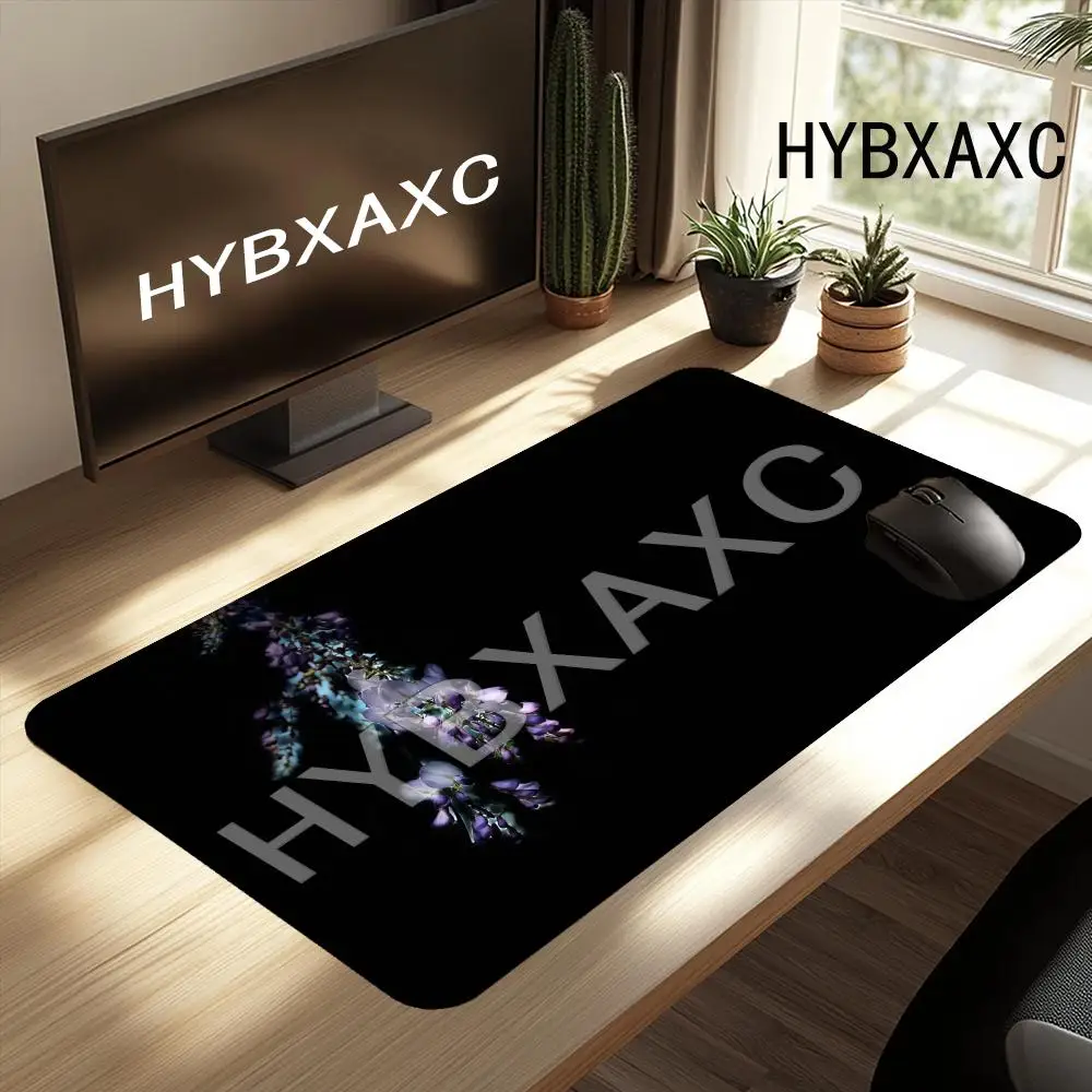 

HYBXAXC Desk Mat Non Slip Rubber Mouse Pad Black Background Purple Wisteria Floral Aesthetic Design for Gaming Office Home Decor