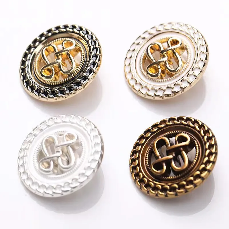10Pcs/lot 18-25mm High end metal hollow out Chinese knot button woolen coat windbreaker suit button N605