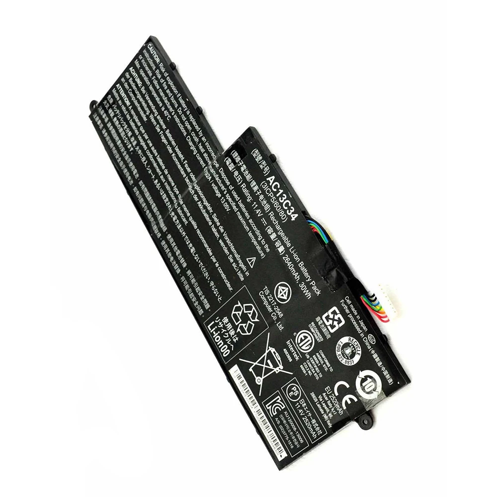 Imagem -04 - Brandnew Genuíno Original Ac13c34 11.4v 2640mah Bateria do Portátil para Acer Aspire V5122p V5-132 E3-111 E3-112 Es1-111m