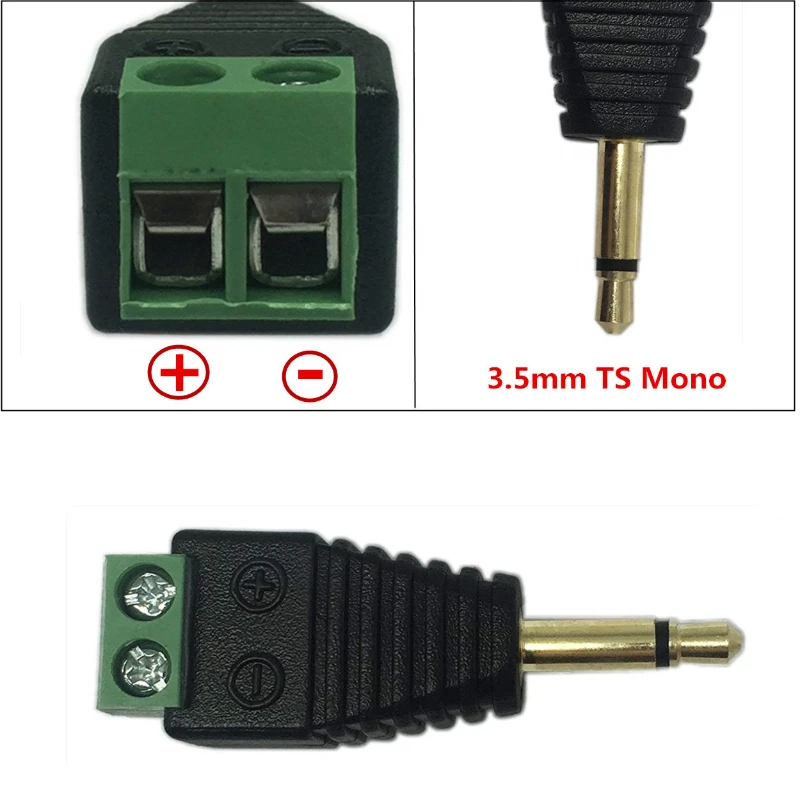 Ts 3.5mm maschio a 2pin foro per vite connettore per cavo fisso adattatore 2P terminale a vite linea fissa 3.5 connettore adattatore maschio Mono 3.5