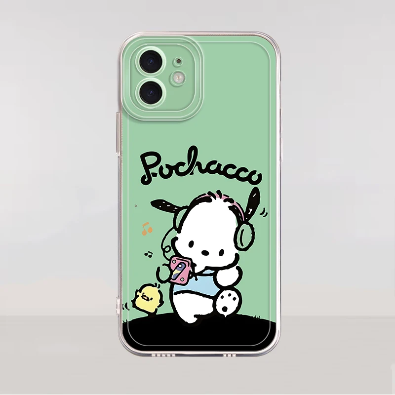 Funda para iPhone 7 8 17 Air XR 16e 12 Mini 16 15 14 Plus 13 12 11 Pro MAX funda de teléfono suave Sanrio lindo Pochacco