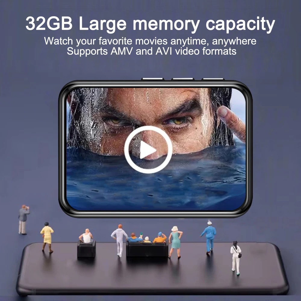 شاشة تعمل باللمس 2.4 بوصة مشغل MP3 بلوتوث المدمج في المتكلم المحمولة HiFi مشغل موسيقى MP3 وكمان تشغيل الفيديو مسجل صوتي
