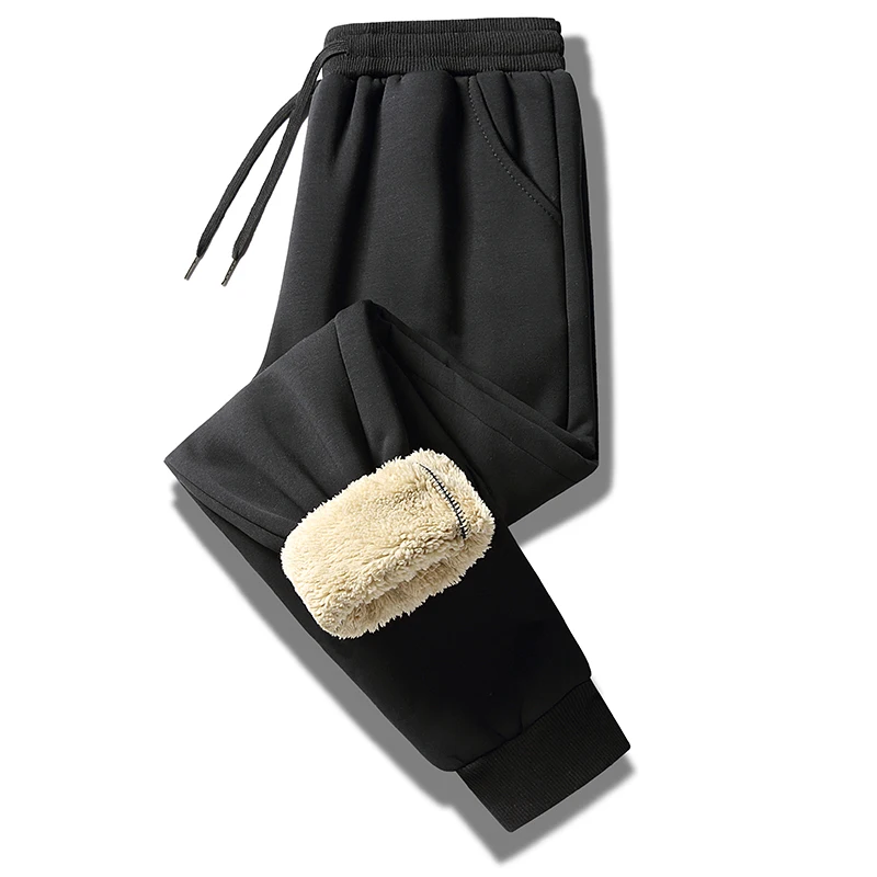 Mens Cashmere Sweatpants Winter Warm Lamb Wool Trousers for Male Lined Fleece Pants Mens Autumn and Winter Casual Joggers Pants - Image 2