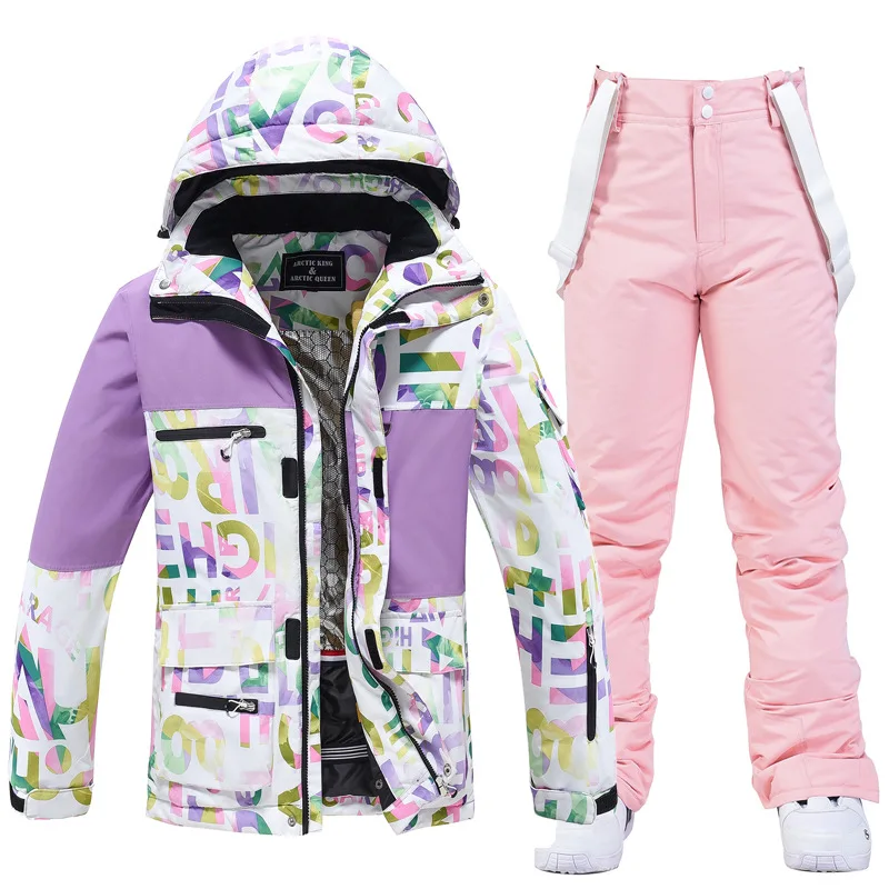 Winter Ski Suit for Women and Women, Waterproof Jacket, Windproof Snowboard Set, Warm Snow Jumpsuit, Slim, Outdoor, Winter