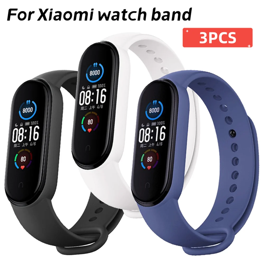 3Pcs Armband Für Mi Band 7 6 4 5 3 Armband Xiaomi Mi Band Strap Silikon Sport Ersatz armband Smartwatch Zubehör – Detail 1