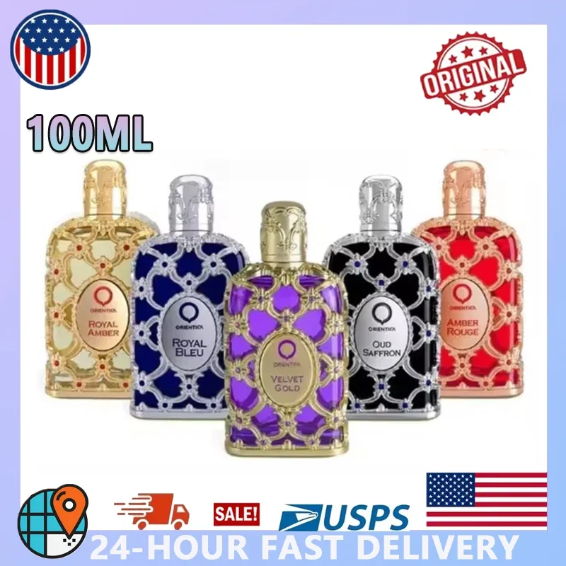 

100 мл Orientica Royal Amber Rouge Oud Saffron Мужчины Женщины Спрей-спрей Унисекс Нейтральная стеклянная бутылка Роза Одеколон Длительный запах