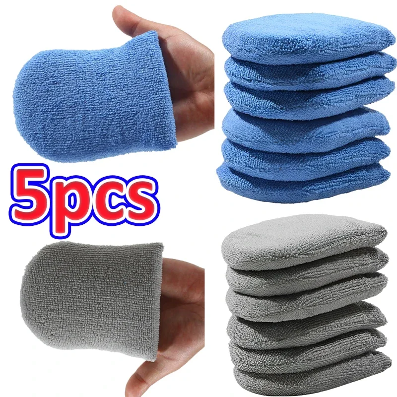 

5PCS Soft Microfiber Car Wax Applicator Mitts Polishing Sponge Car Cleaning Product Waxing Foam for Car Cleaning Auto Detailing