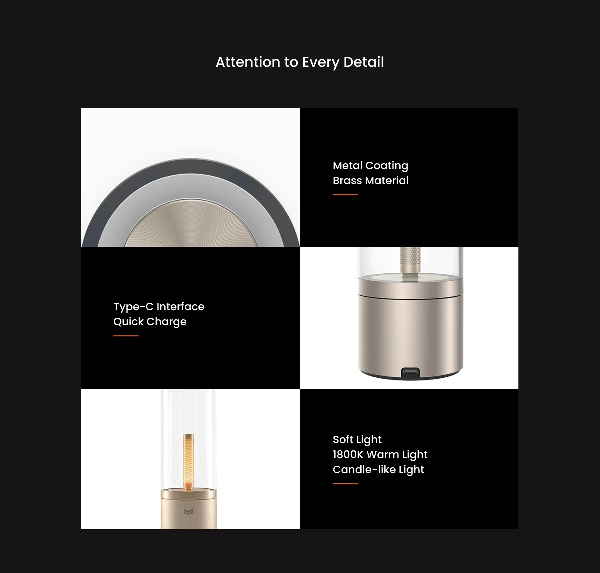 Yeelight Rechargeable Candle Light Candle Ambient Light LED Night Light Warm Light 1800K Stepless Rotary Dimming Type C Charging