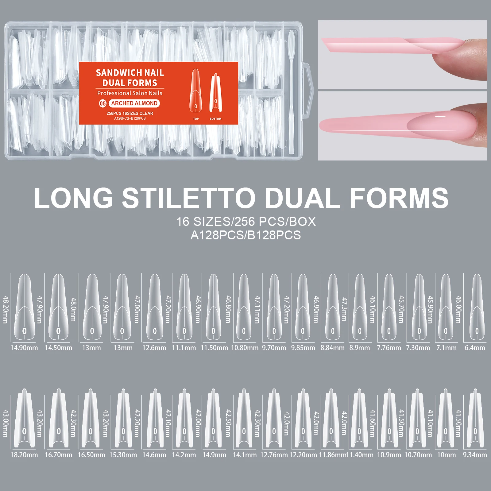 Professional Dual Nail Extension Forms 256 Pcs Kit Top Bottom Mold_voghion.com