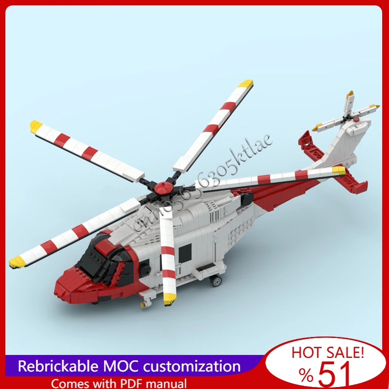 

1460, детали MOC AW139, двойной двигатель, многоцелевая модель вертолета, собранная своими руками, развивающие креативные детские игрушки, рождественские подарки