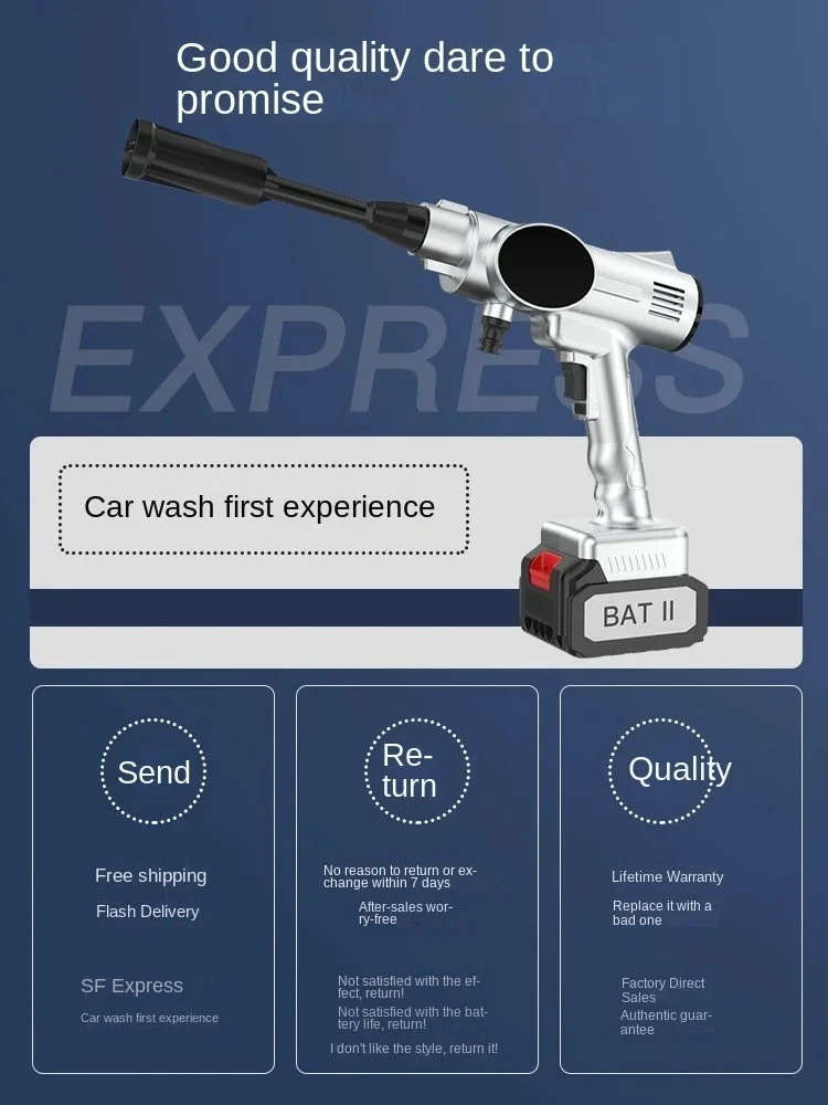 高品質コードレス高圧洗浄機、ワイヤレスリチウム電池式、車洗浄用フォームウォーターポータブルスプレー、GAN製造