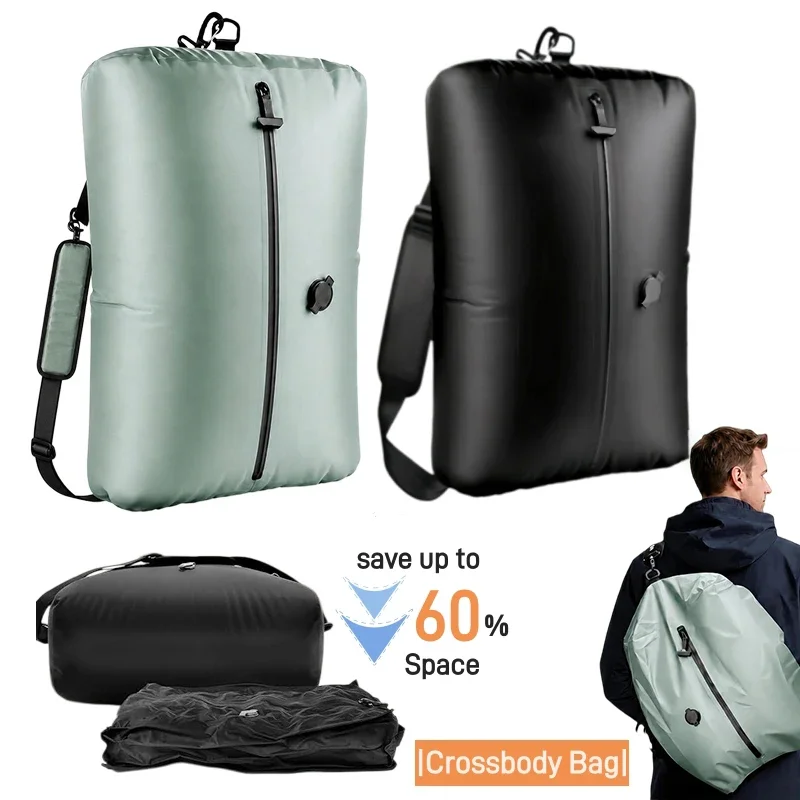 Travel Shoulder Bag–Reusable Space Saver Vacuum Storage Bags,Waterproof Compression Seal Bags For Carry-On Suitcase & Clothes