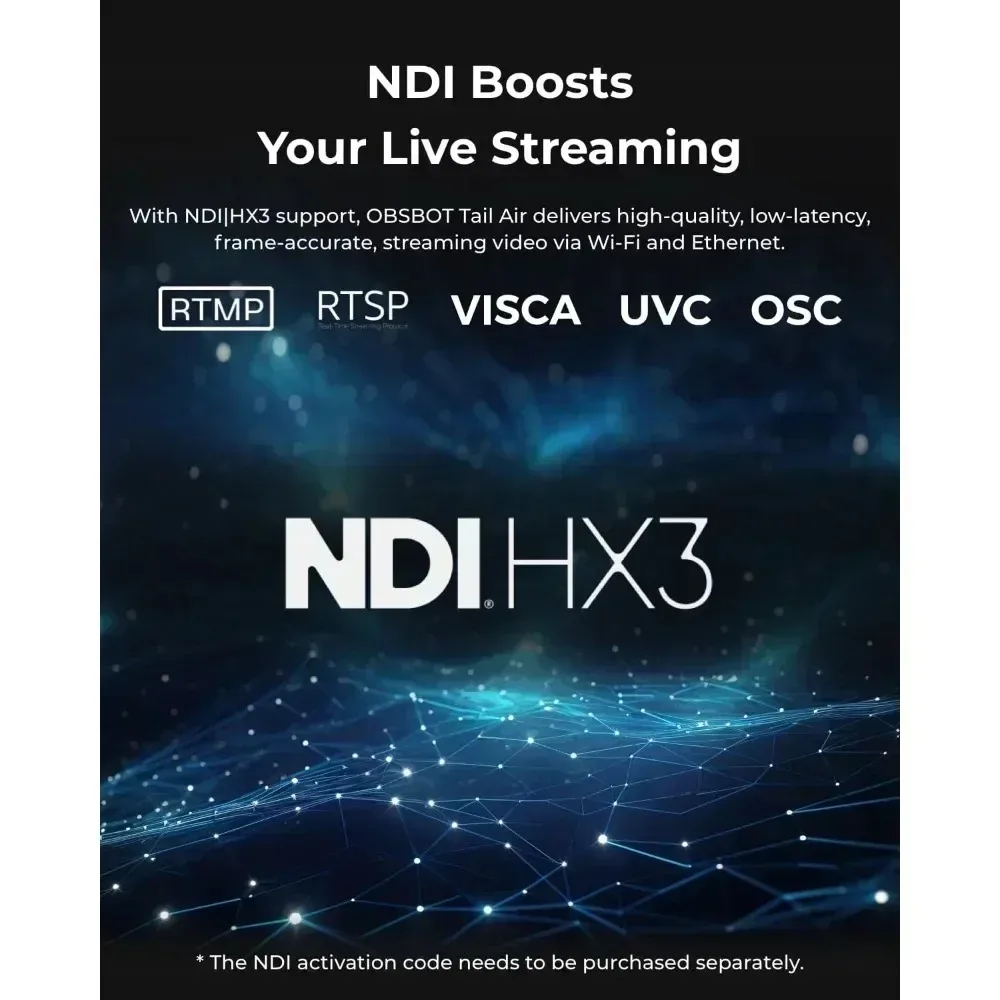 OBSBOT Tail Air NDI kamera strumieniowa 4K AI śledzenie kamera PTZ HDMI/USB-C/bezprzewodowa kamera internetowa kamera wideo transmisja na żywo obsługa aplikacji