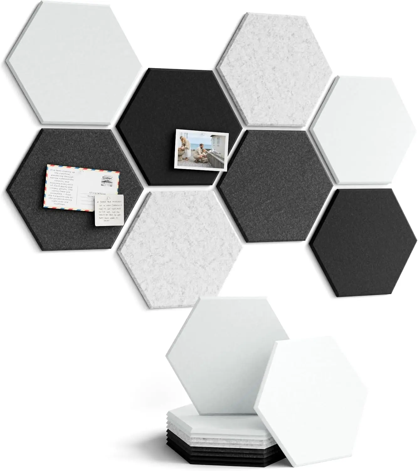 High Density 6PCS Acoustic Panels Sound Proof Foam Panels Absorb Noise Insulation Echoes Home Room Felt Cork Wall Bulletin Board