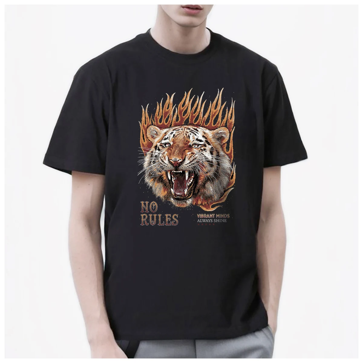 TIMELESS TIGER certified grinders Hiphop street graffiti men's t shirt Women's Fashion 100% Cotton summer casual Breathable Tops