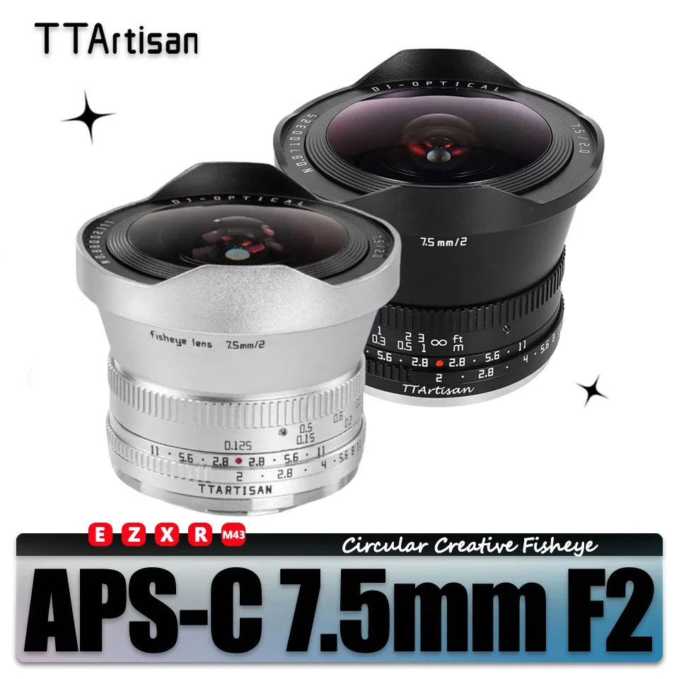 

TTArtisan APS-C 7.5mm F2 Fisheye Lens for Portrait Photography with Nikon Z Canon EOS-R M43 Fujifilm XF Panasonic L Sony E Mount