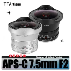 TTArtisan APS-C 7.5mm F2 Fisheye Lens for Portrait Photography with Nikon Z Canon EOS-R M43 Fujifilm XF Panasonic L Sony E Mount