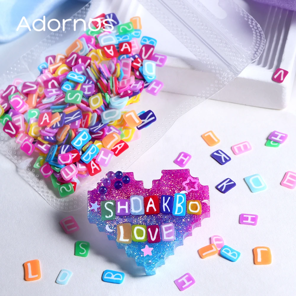 Resin Art Letter Keychain - 10 г. разноцветных букв из мягкой