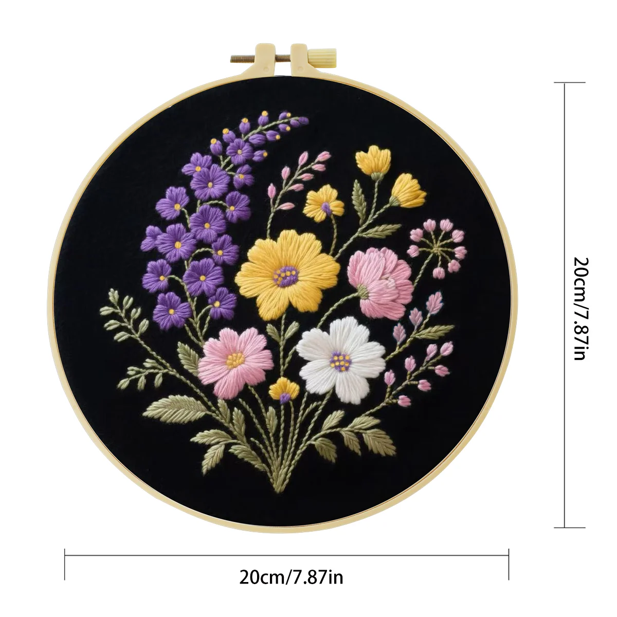 1 Stück 20X20CM/15X15CM 7,87/6,3 Zoll Stickerei-Starter-Kit DIY-Kit Heimdekoration, Schöne Blumen, Stickerei-Kit – Detail 5