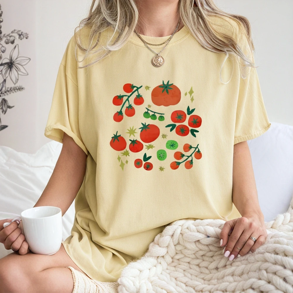 Een stapel tomaten grafisch shirt schattige meisjeskleding schattig patroon tee comfort kleur vintage retro Y2K mode-stijl
