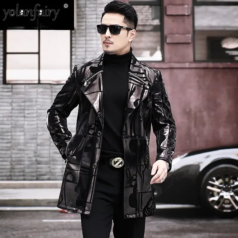 

2022 New Leather Coat Men Genuine Leather Jacket Medium Suit Collar Sheepskin Windbreaker Men's Leather Jacket Spring Autumn FCY