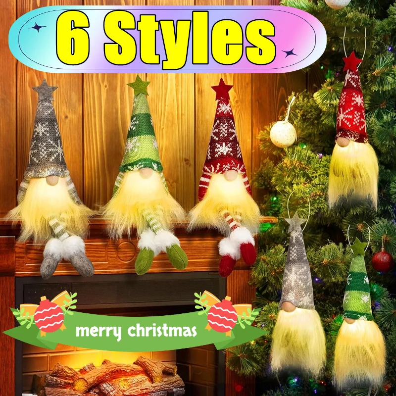 عيد الميلاد دمية مجهولي الهوية جنوم الحلي 6 نمط مصباح ليد أفخم الحياكة الحرف شجرة قلادة زينة عيد الميلاد للمنزل هدية #1