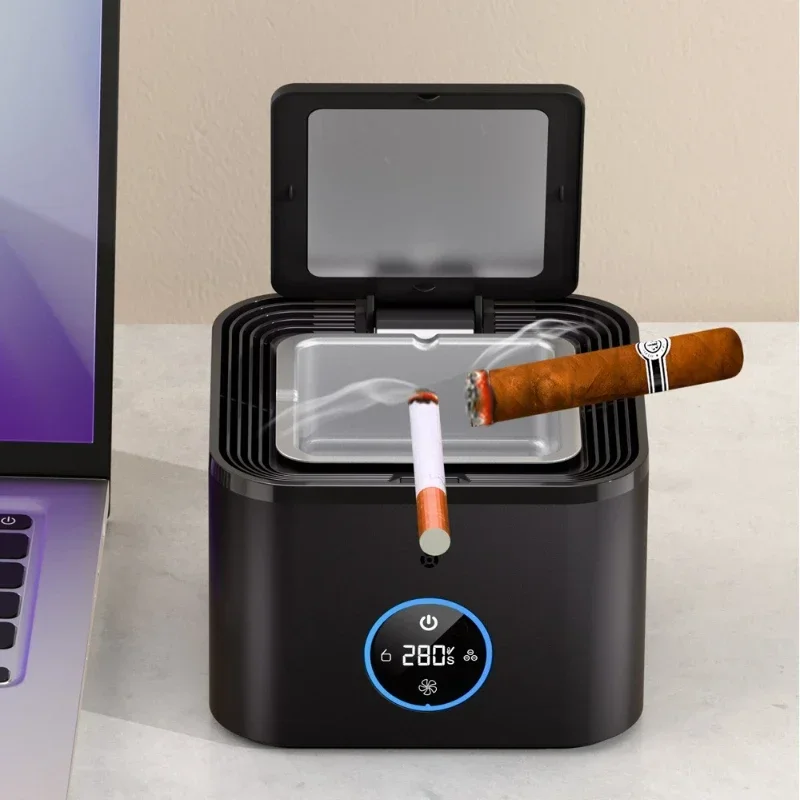 Creative Smart Ashtray Air Purifier for Home Office and Commercial Use with Cover Anti-Dust and Smoke Odor Removal