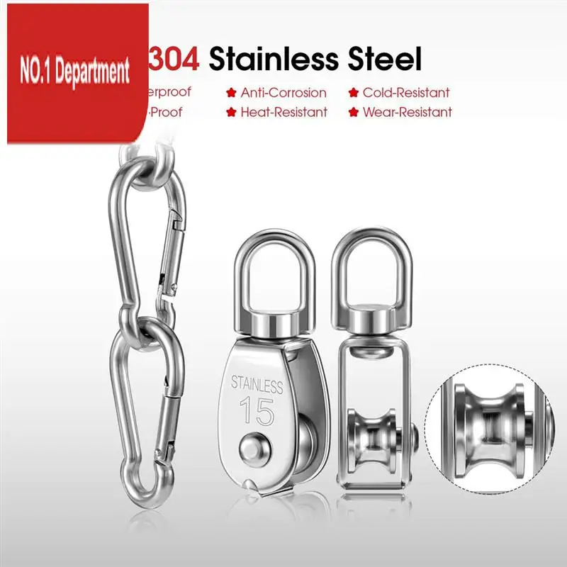 

304 Stainless Steel Pulley Wire Rope U-Ring Hanger Pulley Hook Hook Saving Tool Easy To Replace