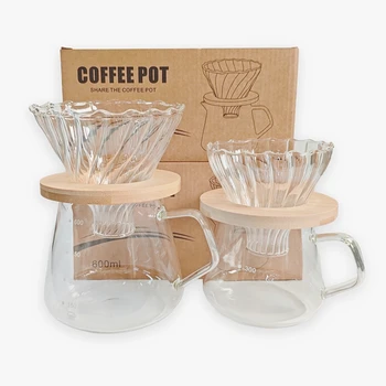 Punana 600ml Pour Over Coffee Maker Set Glass Carafe Coffee with Glass Coffee Filter Drip…